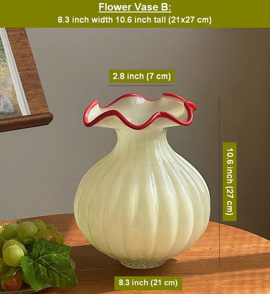 French Vintage Glass Flower Vases, Glass Bud Vases, Flower Vases on Table, Handmade Water Holding Flower Vases-artworkcanvas