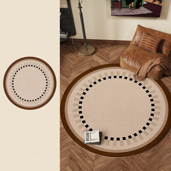 Mid Century Modern Rugs under Chairs, Bedroom Circular Modern Rugs, Geometric Round Rugs for Dining Room, Contemporary Modern Rugs-artworkcanvas