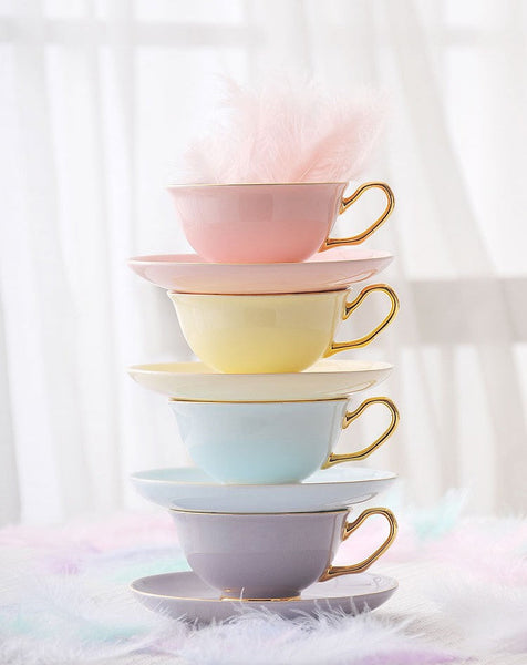 Royal Porcelain Tea Cup Saucer Set, Elegant Flower Pattern Ceramic Coffee Cups, Beautiful British Tea Cups, Unique Traditional Afternoon Tea Cup and Saucer in Gift Box-artworkcanvas
