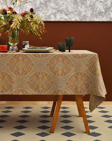 Persian Oriental Tablecloth for Dining Room Table, Extra Large Rectangle Table Covers for Kitchen, Cotton Square Tablecloth for Coffee Table-artworkcanvas