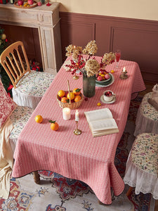Simple Modern Rectangle Tablecloth for Dining Room Table, Knitted Plaid Embroidery Farmhouse Table Cloth, Square Tablecloth for Round Table-artworkcanvas