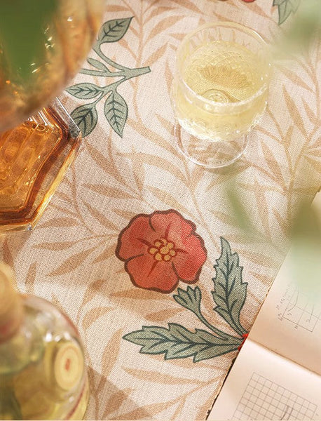 Cornflower and Wild Rose Flower Farmhouse Table Cloth, Modern Rectangle Tablecloth Ideas for Dining Table, Square Linen Tablecloth for Coffee Table-artworkcanvas