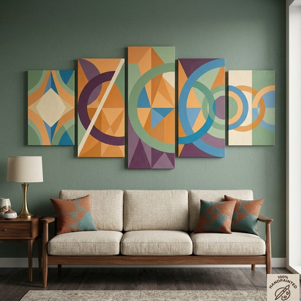 Geometric Modern Art, Large Canvas Paintings for Living Room, Contemporary Abstract Painting, Hand Painted Acrylic Artwork-artworkcanvas