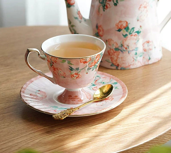 Luxury Tea Cup with Saucer, Elegant Coffee Cup, Porcelain Tea cups, Ceramic Tea Cup Set, British Tea Cup Set, Afternoon Tea Cup with Saucer Set-artworkcanvas