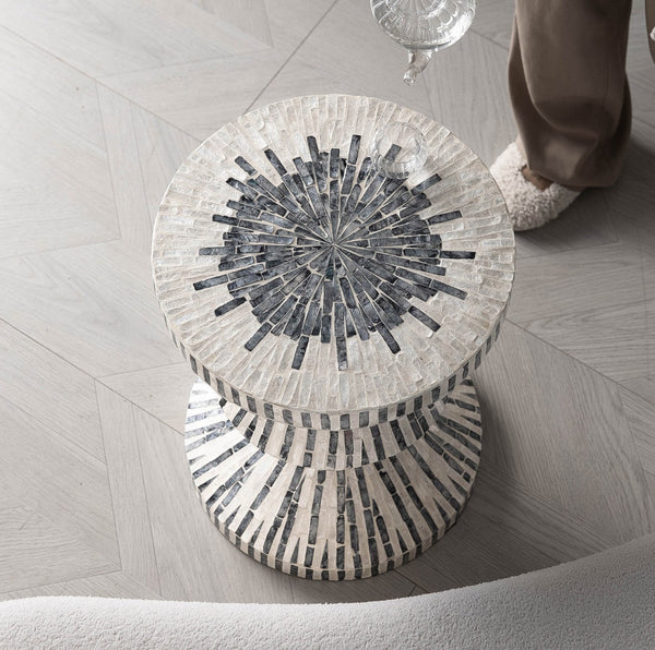 Shell Small Sofa Side Table, Bedside Small Side Table, Portable Casual Side Table, Contemporary Round Side Table, Creative Coffee Table-artworkcanvas