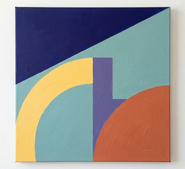 Blue, Yellow, Orange-Red Color, Modern Contemporary Wall Art, Geometric Pattern Abstract Paintings for Modernism Decor-artworkcanvas