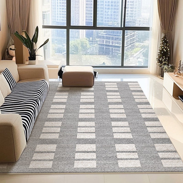 Dining Room Floor Rug, Large Gray Floor Rugs for Living Room, Modern Floor Rugs for Bedroom, Extra Large Geometric Modern Rugs for Office-artworkcanvas