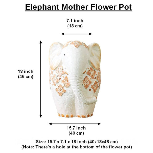 Animal Statue for Garden Ornaments, Oversized Modern Garden Flower Pot, Extra Large Elephant Garden Flowerpots, Resin Statue for Garden, Villa Outdoor Garden Flower Pots-artworkcanvas