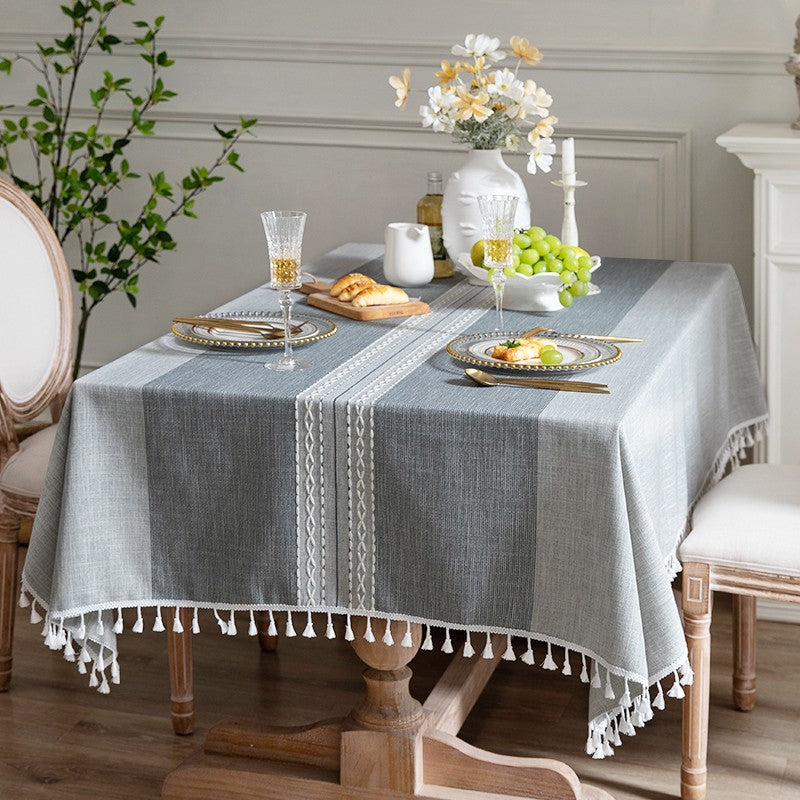 Large Rectangular Tablecloth for Oval Table, Country Farmhouse Tablecloth, Rustic Table Covers for Kitchen, Cotton and Linen Tablecloth for Dining Room Table-artworkcanvas