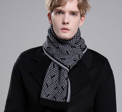 Gray Wool Scarf for Gentleman, Red Thick Wool Scarf, Business Formal Men Scarf Styles, Men's Winter Scarf, Casual Scarf Men, Men's Wool Scarf Winter, Fashion Scarf-artworkcanvas