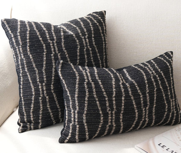 Modern Pillows for Dining Room, Modern Sofa Pillows, Large Modern Sofa Pillows, Decorative Throw Pillows for Couch, Black Contemporary Throw Pillows-artworkcanvas