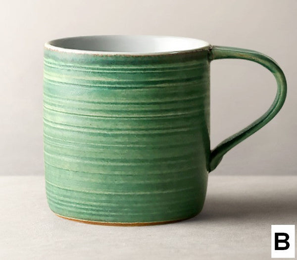 Blue Green Black Ceramic Coffee Mugs, Creative Handmade Coffee Mugs, Large Modern Handmade Pottery Coffee Cup, Large Capacity Coffee Mugs-artworkcanvas