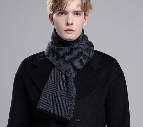 Formal Men Scarf Styles, Black Gray Fashion Scarf, Thick Wool Scarf, Business Wool Scarf for Gentleman, Men's Winter Scarf, Red Casual Scarf Men, Men's Wool Scarf Winter-artworkcanvas