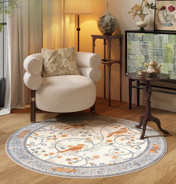 Dining Room Contemporary Round Rugs, Bedroom Modern Round Rugs, Modern Rug Ideas for Living Room, Circular Modern Rugs under Chairs-artworkcanvas