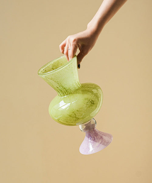 Centerpiece Contemporary Vases on Table, Modern Glass Vase for Flowers, Mid Century Glass Vases, Handmade Modern Vases for Living Room, Unique Decorative Glass Vase-artworkcanvas