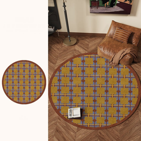 Modern Rugs under Coffee Table, Abstract Contemporary Round Rugs, Modern Rugs for Dining Room, Geometric Modern Rugs for Bedroom-artworkcanvas