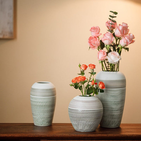Pottery Flower Vases Urn, Modern Bouquet Flower Vases, Centerpiece on Dining Table, Large Flower Vase on Table, Handmade Water Holding Flower Vases-artworkcanvas