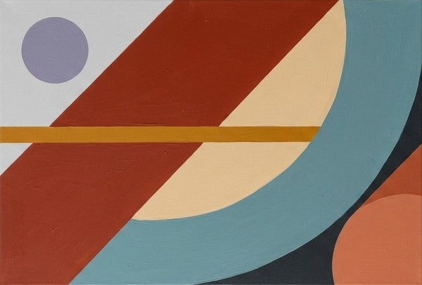 Oversized Modern Canvas Wall Art, Terracotta Red, Slate Blue, Cream Beige Colors, Geometric Pattern Modern Artwork, Large Abstract Paintings