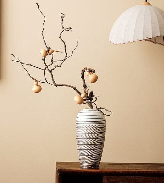 Modern Bouquet Flower Vases, Centerpiece on Dining Table, Large Flower Vase on Table, Handmade Pottery Flower Vases Urn, Water Holding Flower Vases-artworkcanvas