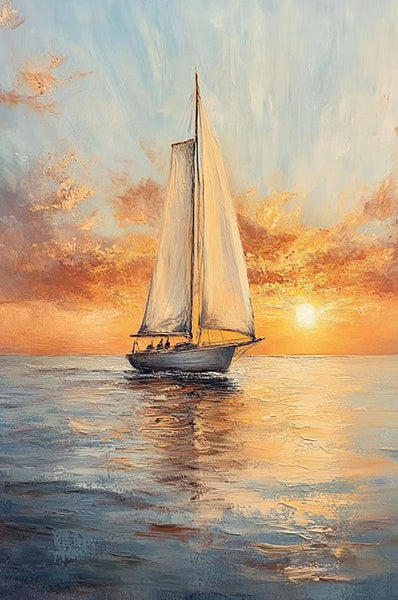 Simple Painting Ideas for Dining Room, Modern Acrylic Canvas Painting, Acrylic Painting on Canvas, Oversized Canvas Painting for Sale, Sail Boat Paintings-artworkcanvas