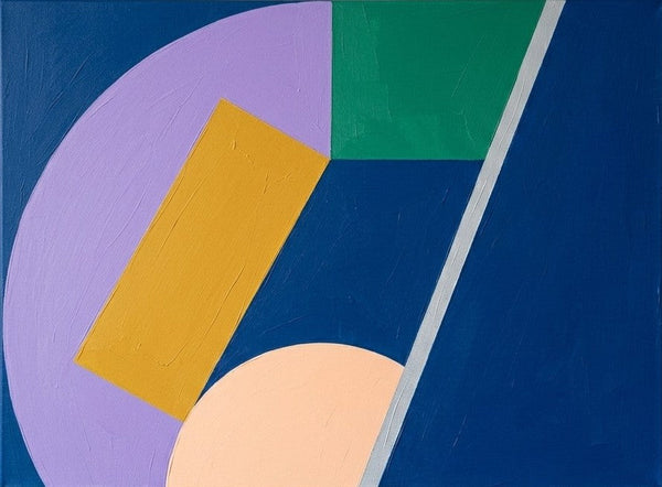 Abstract Paintings for Modernism Room Decor, Contemporary Canvas Wall Art, Blue, Purple, Yellow Geometric Pattern Abtract Artwork