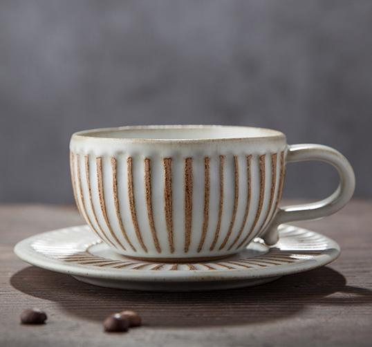 Breakfast Milk Cups, Latte Coffee Cup, 8 oz Coffee Cup and Saucer Set，Cappuccino Coffee Mug-artworkcanvas
