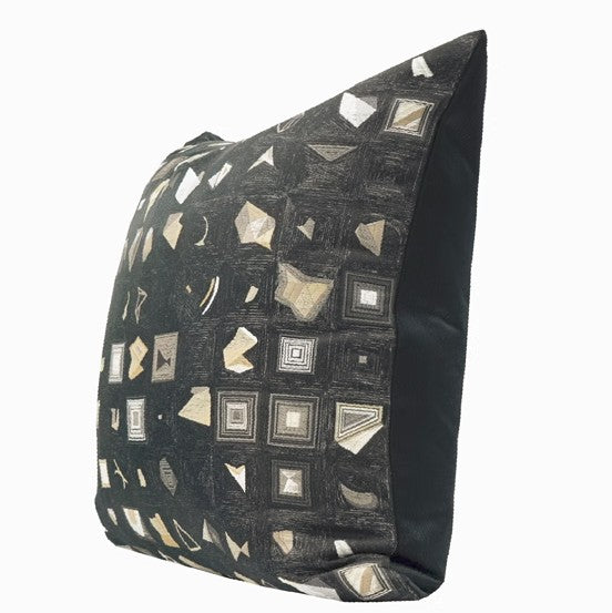 Abstract Black Decorative Throw Pillows, Geometric Contemporary Square Modern Throw Pillows for Couch, Large Simple Throw Pillow for Interior Design-artworkcanvas