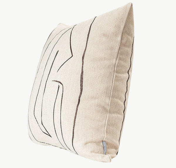 Geometric Square Modern Throw Pillows for Couch, Beige Decorative Throw Pillows, Large Contemporary Throw Pillow for Interior Design-artworkcanvas