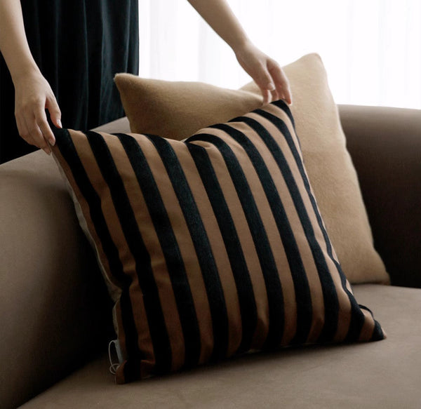 Large Modern Decorative Pillows for Sofa, Contemporary Cushions for Interior Design, Brown Modern Throw Pillows for Couch-artworkcanvas