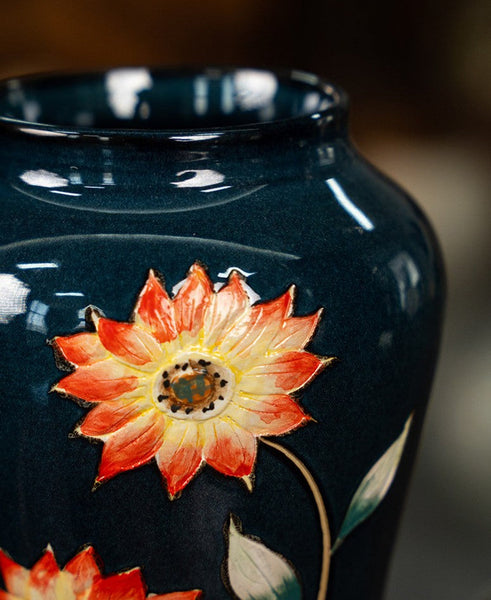 Ceramic Bouquet Vases, Sunflower Vases on Table, Porcelain Flower Vases, Dining Table Centerpiece, Handmade Water Holding Flower Vase-artworkcanvas