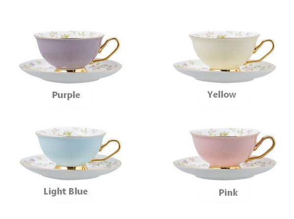 Elegant Ceramic Coffee Cups, Beautiful British Tea Cups, Unique Afternoon Tea Cups and Saucers in Gift Box, Royal Bone China Porcelain Tea Cup Set-artworkcanvas
