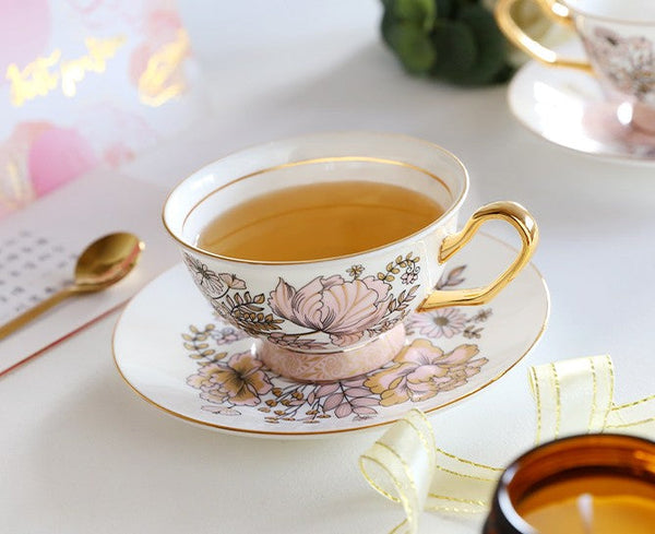 Elegant Ceramic Coffee Cups, Afternoon British Tea Cups, Unique Iris Flower Tea Cup and Saucer in Gift Box, Royal Porcelain Tea Cup Set-artworkcanvas