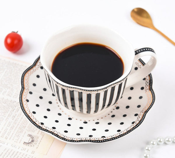 Elegant Modern Ceramic Coffee Cups, Creative Porcelain Tea Cup Saucer Set, Unique Porcelain Cup and Saucer, Afternoon British Tea Cups-artworkcanvas