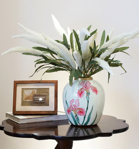 Centerpiece Ceramic Bouquet Vases, Handmade Modern Flower Vase, Large Flower Vases on Dining Table, Porcelain Flower Vases-artworkcanvas