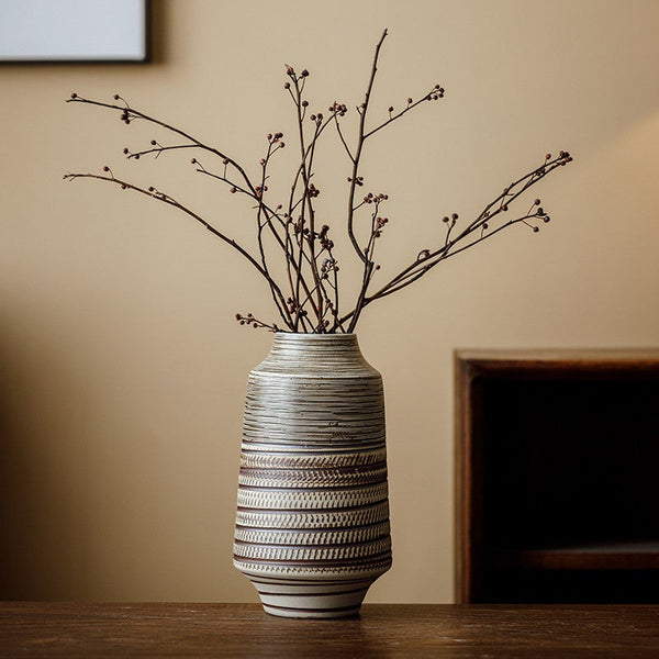 Centerpiece on Dining Table, Handmade Pottery Flower Vases Urn, Modern Bouquet Flower Vases, Water Holding Flower Vases, Large Flower Vase on Table-artworkcanvas