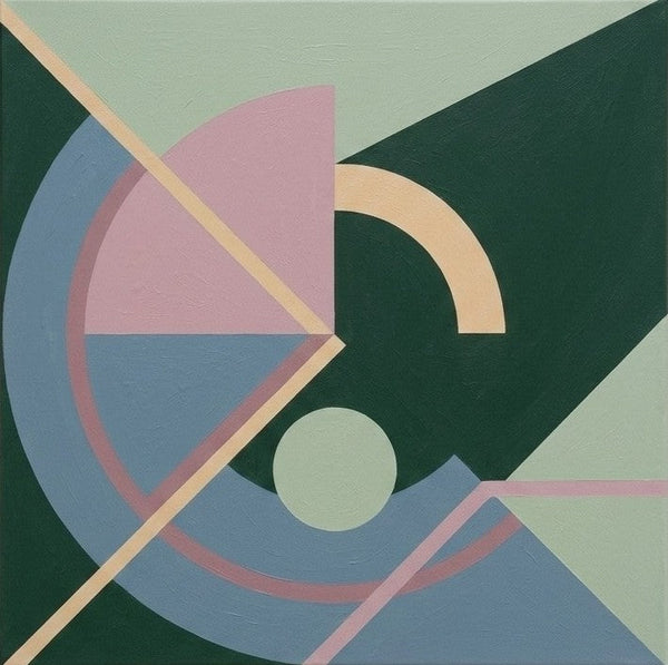 Large Modern Contemporary Artwork, Green, Blue, Pink Color Geometric Abstract Paintings for Modernism Decor