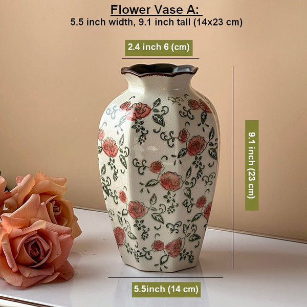 Rustic Porcelain Flower Vases, Handmade Water Holding Flower Vases, Ceramic Bouquet Vases, Tall Flower Vases on Table-artworkcanvas