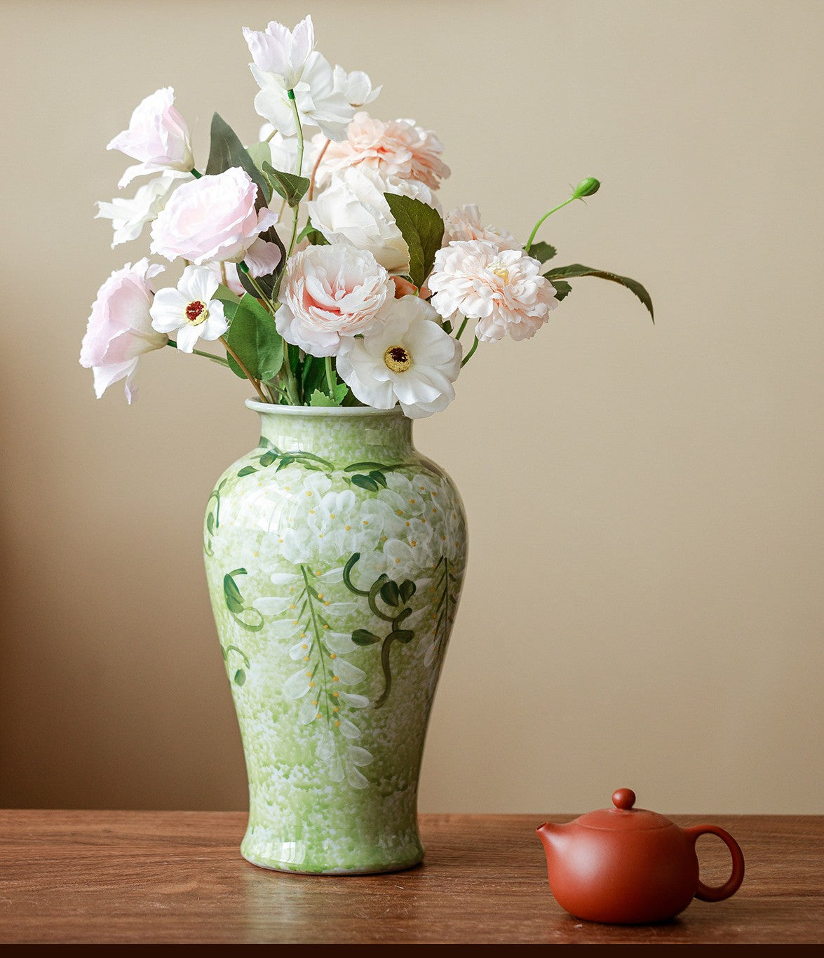 Centerpiece Ceramic Bud Vases Large Flower Vases On Table Green