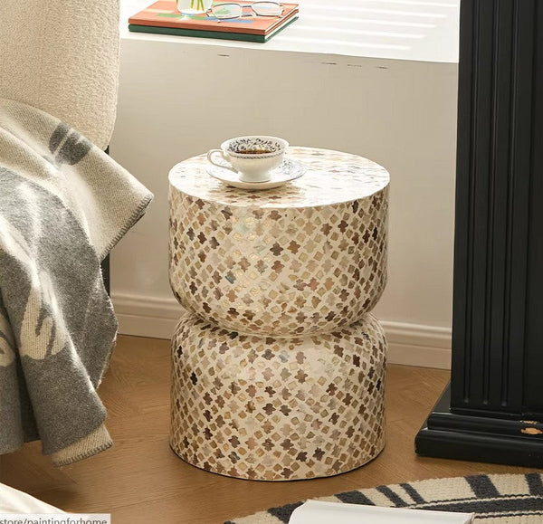 Elegant Small End Table, Modern Side Table, Contemporary Bedside Table, Bedside Small Side Table, Creative Coffee Table, Contemporary Side Table, Portable Casual Side Table, Shell Small Sofa Side Table-artworkcanvas