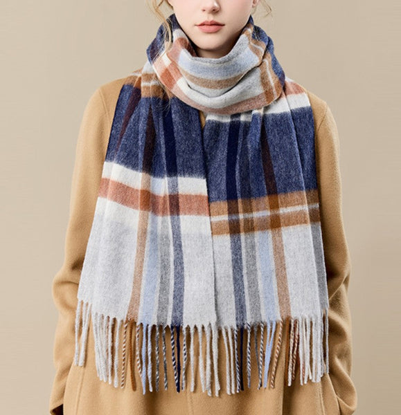 Soft Cashmere Scarf for Women, Checked Scarf Winter Wool Scarf, Elegant Wool Scarves, Warm Winter Scarf, Cold Weather Scarf, Holiday Scarf, Fashion Scarf, Christmas Gifts for Her-artworkcanvas