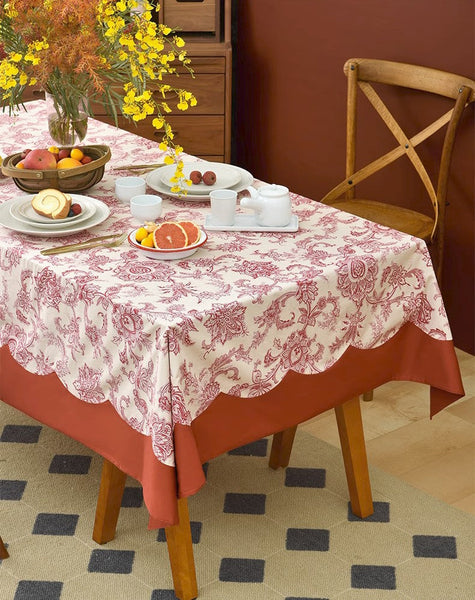 Extra Large Rectangle Tablecloth for Dining Room Table, Country Farmhouse Tablecloth, Flowers Pattern Rustic Table Covers for Kitchen, Square Tablecloth for Round Table-artworkcanvas