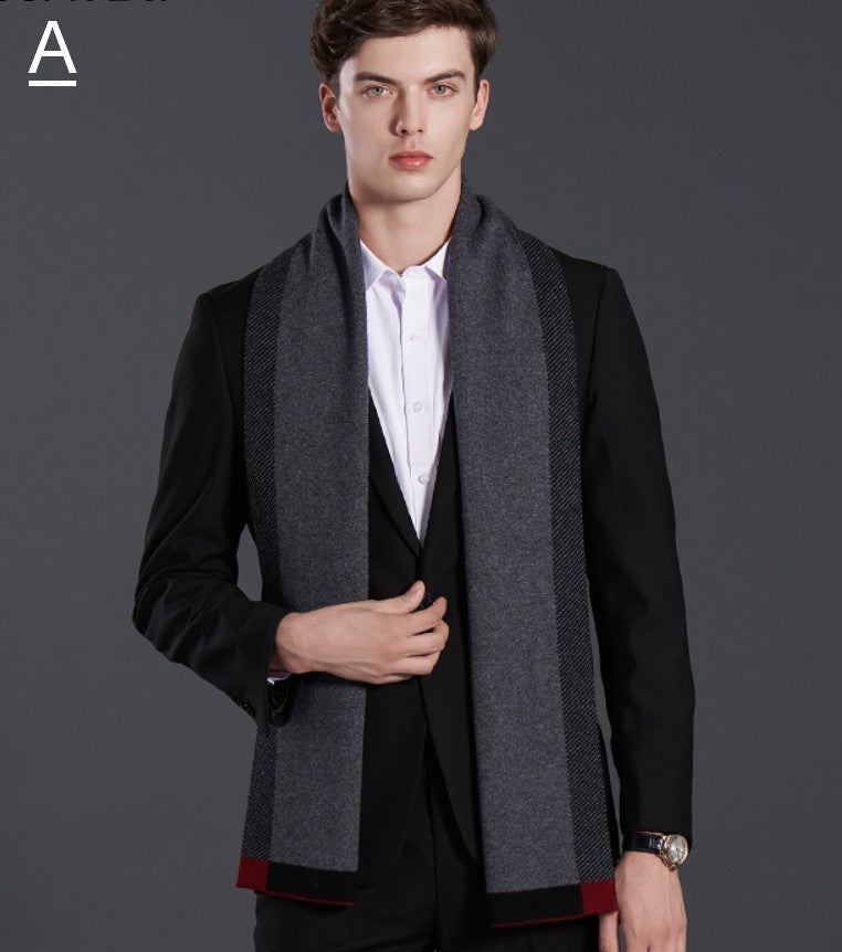 Fashion Scarf, Simple Business Formal Men Scarf Styles, Beige Thick Wool Scarf, Wool Scarf for Gentleman, Men's Winter Scarf, Casual Scarf Men, Men's Wool Scarf Winter-artworkcanvas