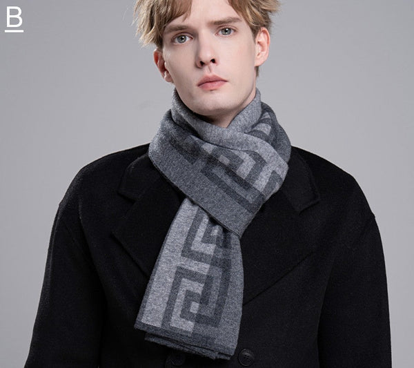 Gray Thick Wool Scarf, Black Business Formal Men Scarf Styles, Wool Scarf for Gentleman, Men's Winter Scarf, Casual Scarf Men, Men's Wool Scarf Winter, Red Fashion Scarf-artworkcanvas