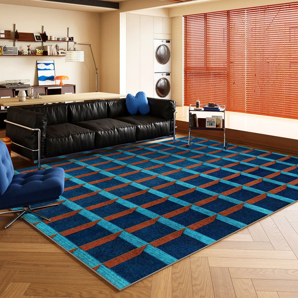 Bedroom Modern Floor Carpet, Blue Modern Rug Designs, Mid Century Modern Rugs, Contemporary Modern Rugs for Dining Room, Living Room Rug Ideas-artworkcanvas