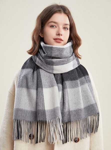 Soft Wool Scarf for women, Wool Scarf for Women, Plaid Winter Shawl, Christmas Holiday Gift, Evening Wrap, Large Winter Shawl, Elegant Shawl, Warm Cape, Winter Scarves-artworkcanvas