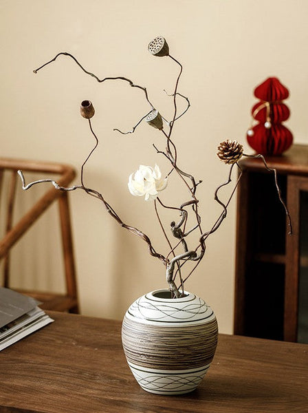 Centerpiece on Dining Table, Handmade Pottery Flower Vases Urn, Large Flower Vase on Table, Modern Bouquet Flower Vases, Water Holding Flower Vases-artworkcanvas