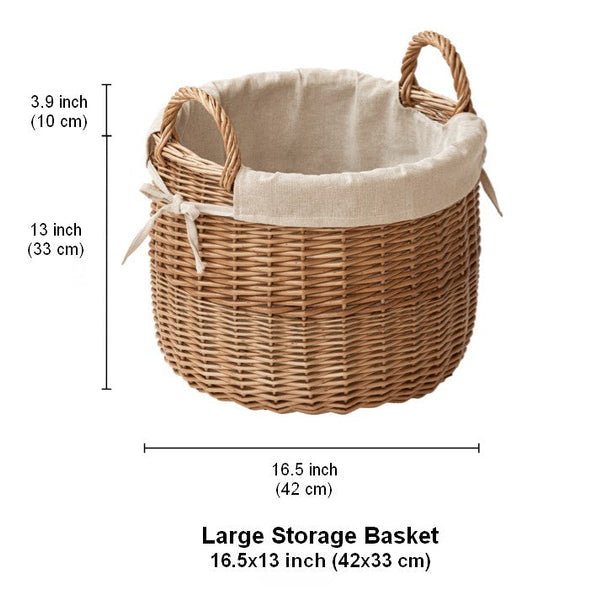 Large Round Storage Basket for Clothes, Natural Hand-woven Wicker Storage Basket for Clothes, Willow Weaving Baskets for Clothes, Extra Large Kitchen Storage Baskets-artworkcanvas