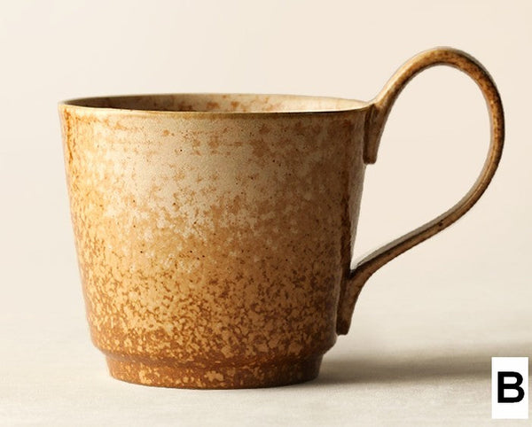 Large Modern Handmade Pottery Coffee Cup, Creative Brown Green Blue Ceramic Coffee Mugs, Large Unique Tea Cup, Large Capacity Coffee Cups-artworkcanvas