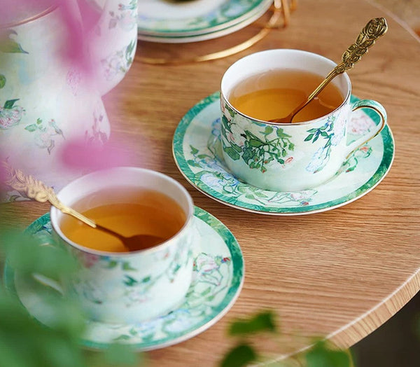 Luxury Tea Cup Set, Elegant Coffee Cup, Porcelain Tea Saucer, Ceramic Tea Cup Set, British Tea Cup Set-artworkcanvas