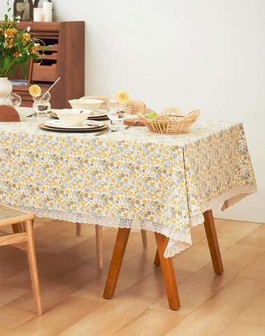 Dining Room Flower Table Cloths, Cotton Rectangular Table Covers for Kitchen, Farmhouse Table Cloth, Wedding Tablecloth, Square Tablecloth for Round Table-artworkcanvas